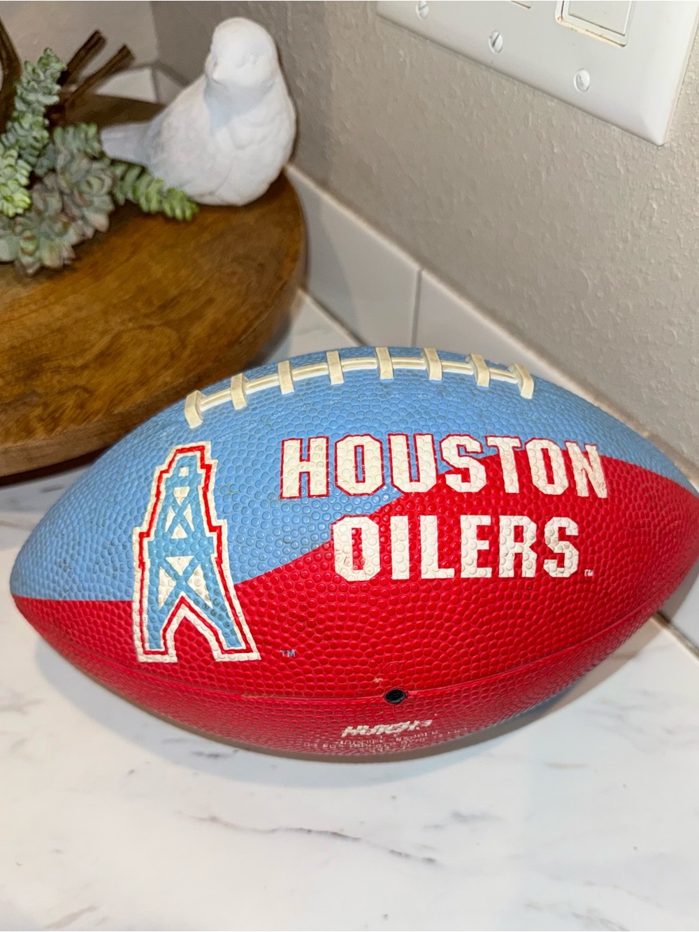 Vintage Houston Oilers Castrol Football Red & Blue NFL Collectible